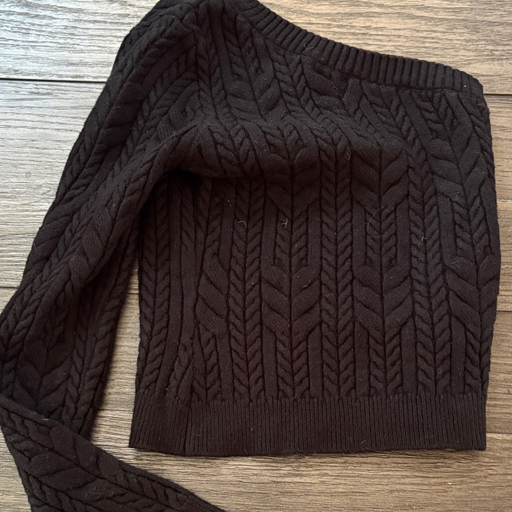 Princess Polly Black Cable Knit Off-Shoulder Sweater